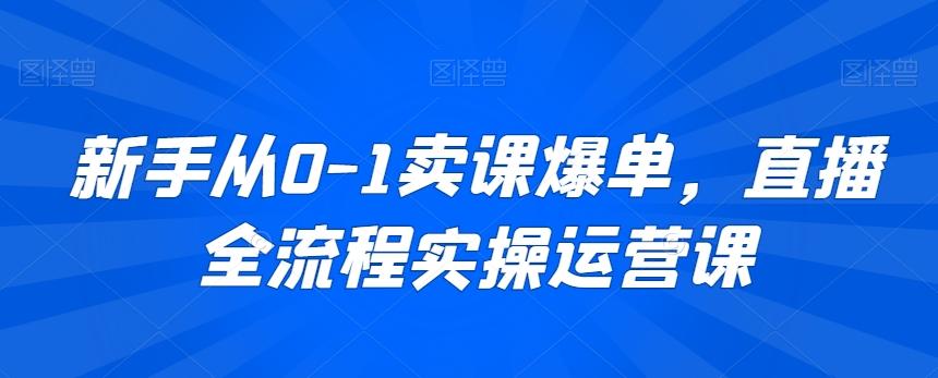 新手从0-1卖课爆单，直播全流程实操运营课-87创业网