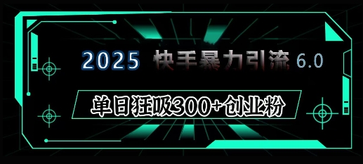 2025年快手6.0保姆级教程震撼来袭，单日狂吸300+精准创业粉-87创业网