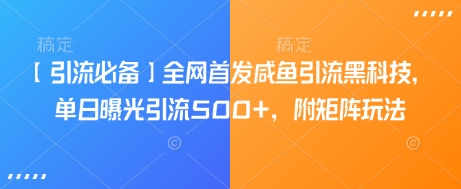 【引流必备】全网首发咸鱼引流黑科技，单日曝光引流500+，附矩阵玩法【揭秘】-87创业网