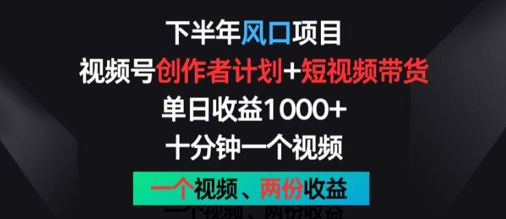 下半年风口项目，视频号创作者计划+视频带货，一个视频两份收益，十分钟一个视频【揭秘】-87创业网