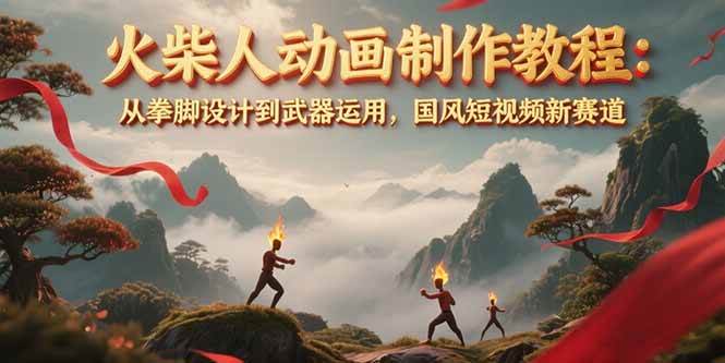 火柴人动画制作教程：从拳脚设计到武器运用，国风短视频新赛道-87创业网