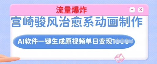 宫崎骏风治愈系动画制作，AI软件一键生成原创视频流量爆炸，单日变现多张，详细实操流程-87创业网