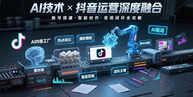 AI技术与抖音运营的深度融合应用：涵盖账号搭建、内容创作、收益变现等-87创业网