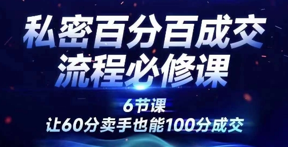 私密百分百成交流程线上训练营，绝对成交，让60分卖手也能100分成交-87创业网