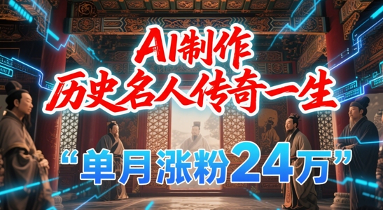 暴力起号！用AI制作历史名人传奇一生，单月涨粉24W，涨粉+变现赛道黑马来了-87创业网