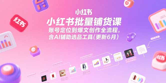 小红书批量铺货课，账号定位到爆文创作全流程，含AI辅助选品工具(更新6月-87创业网