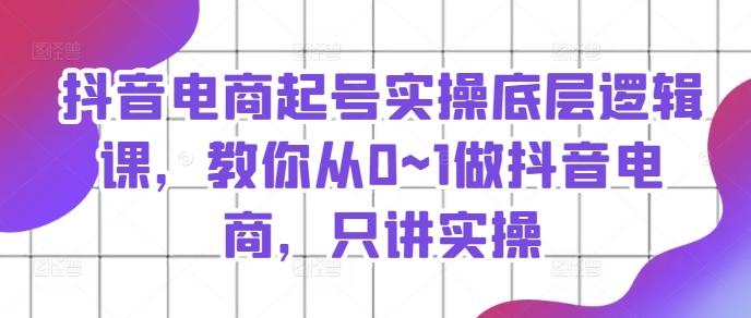 抖音电商起号实操底层逻辑课，教你从0~1做抖音电商，只讲实操-87创业网