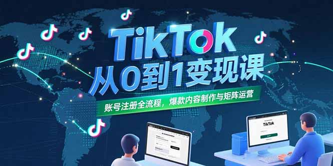 TikTok从0到1变现课，账号注册全流程，爆款内容制作与矩阵运营-87创业网