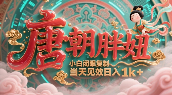 用AI克隆“唐朝胖妞”日更3条，平台疯狂推流，小白闭眼复制，当天见效，日入1k+-87创业网