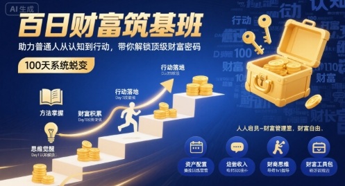 百日财富筑基班，助力普通人从认知到行动，带你解锁顶级财富密码-87创业网