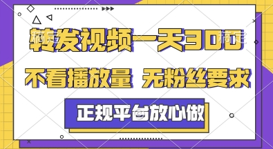 转发视频一天3张+，正规平台放心做，不看播放量，无粉丝要求，随时随地挣收益【揭秘】-87创业网