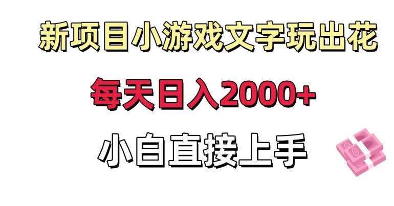 新项目小游戏文字玩出花日入2000+，每天只需一小时，小白直接上手【揭秘】-87创业网