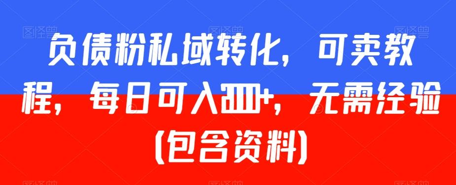 负债粉私域转化，可卖教程，每日可入2000+，无需经验（包含资料）【揭秘】-87创业网