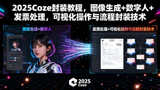2025Coze封装教程，图像生成+数字人+发票处理，可视化操作与流程封装技术-87创业网