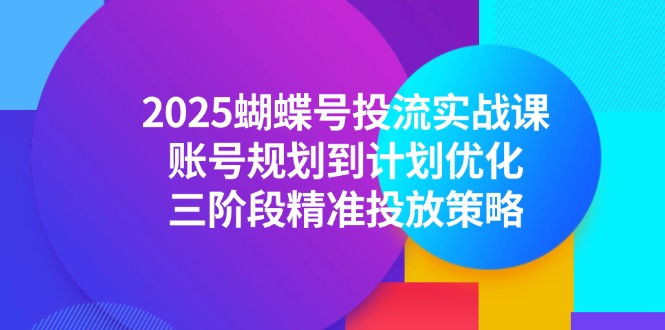2025蝴蝶号投流实战课，账号规划到计划优化，三阶段精准投放策略-87创业网