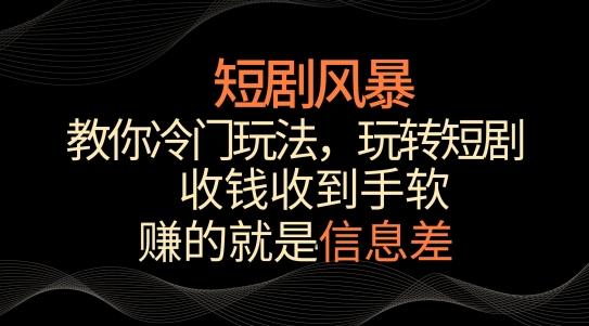 短剧风暴，教你冷门玩法，玩转短剧，收钱收到手软【揭秘】-87创业网