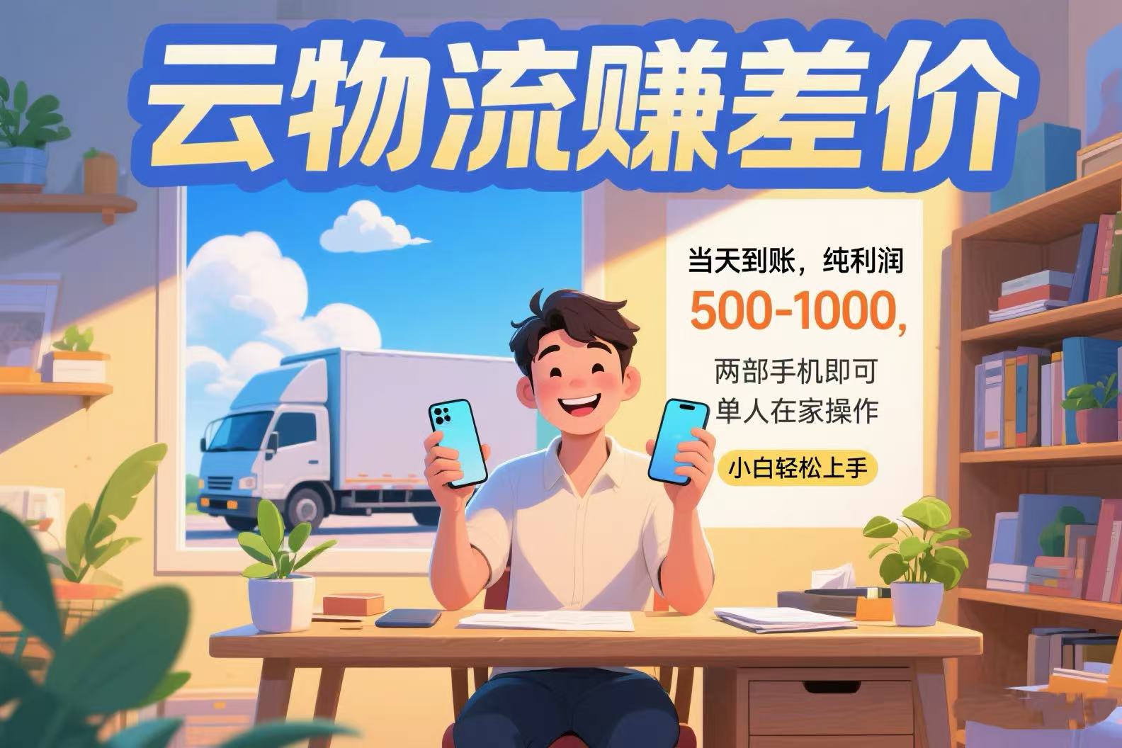云物流赚差价 当天到账纯利润500-1000 两部手机即可 可单人在家操作 小…-87创业网