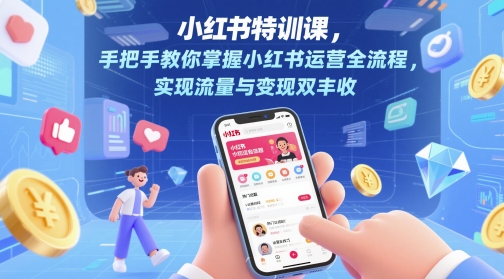 小红书特训课，手把手教你掌握小红书运营全流程，实现流量与变现双丰收-87创业网