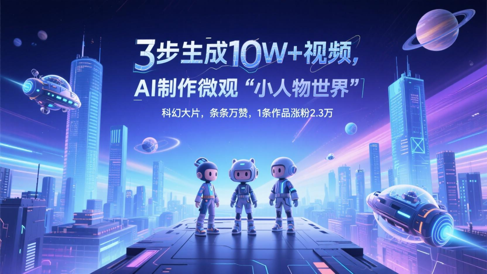 三步生成10W+视频，AI制作微观“小人物世界”科幻大片，条条万赞，1条作品涨粉2.3万-87创业网