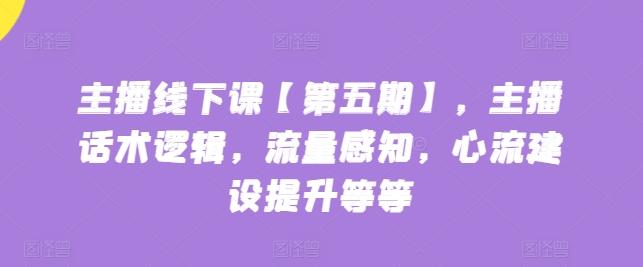 主播线下课【第五期】，主播话术逻辑，流量感知，心流建设提升等等-87创业网