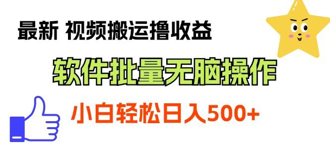 最新视频搬运撸收益，软件无脑批量操作，新手小白轻松上手-87创业网