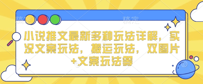 小说推文最新多种玩法详解，实况文案玩法，搬运玩法，双图片+文案玩法等-87创业网