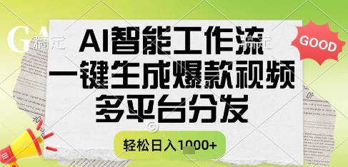 AI智能工作流，一键生成书单号爆款视频，多平台分发，每日收益多张【揭秘】-87创业网