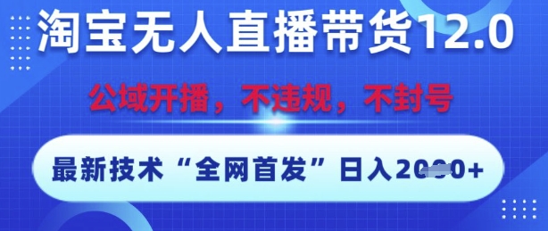 淘宝无人直播带货12.0，最新技术，不封号，不违规，操作简单，开播爆单，日入多张【揭秘】-87创业网