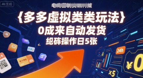 多多虚拟类目玩法，0成本全自动发货，矩阵操作日5张-87创业网
