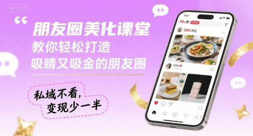 朋友圈美化课堂，教你轻松打造，吸睛又吸金的朋友圈，私域不看，变现少一半-87创业网