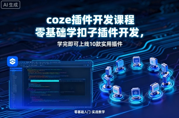 coze插件开发课程，零基础学扣子插件开发，学完即可上线10款实用插件-87创业网