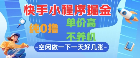 快手小程序掘金，纯0撸，单价高不养机 利用空闲时间做一做，一天好几张【揭秘】-87创业网