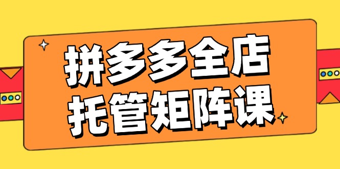 拼多多全店托管矩阵课，盈利动销玩法，高效计划设置，提升店铺效益-87创业网