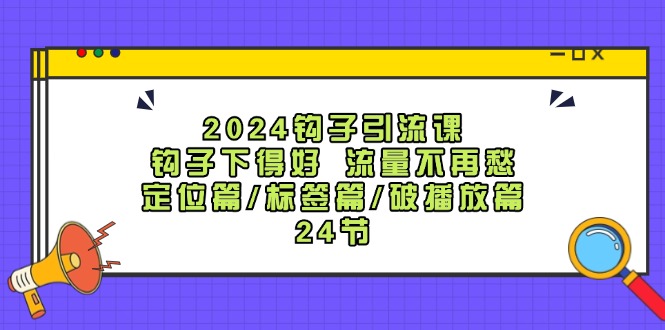 2024钩子引流课：钩子下得好流量不再愁，定位篇/标签篇/破播放篇/24节-87创业网