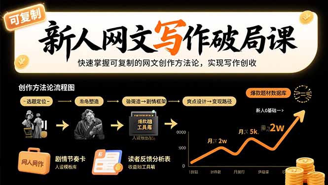 新人网文写作破局课：快速掌握可复制的网文创作方法论，实现写作创收-87创业网