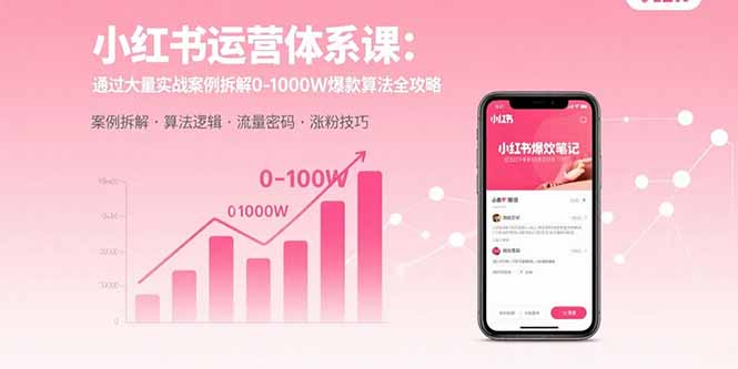 小红书运营体系课：通过大量实战案例拆解0-1000W爆款算法全攻略-87创业网