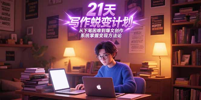 21天写作蜕变计划，从下笔困难到爆文创作，系统掌握变现方法论-87创业网