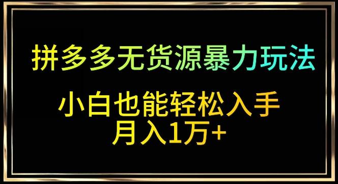 拼多多无货源暴力玩法，全程干货，小白也能轻松入手，月入1万+【揭秘】-87创业网