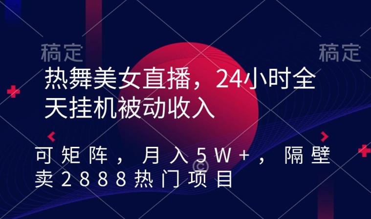 热舞美女直播，24小时全天挂机被动收入，可矩阵，月入5W+，隔壁卖2888热门项目【揭秘】-87创业网