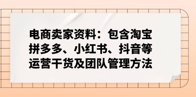 电商卖家资料：包含淘宝、拼多多、小红书、抖音等运营干货及团队管理方法-87创业网