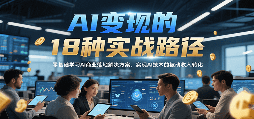 AI变现的18种实战路径，零基础学习AI商业落地解决方案，实现AI技术的被动收入转化-87创业网