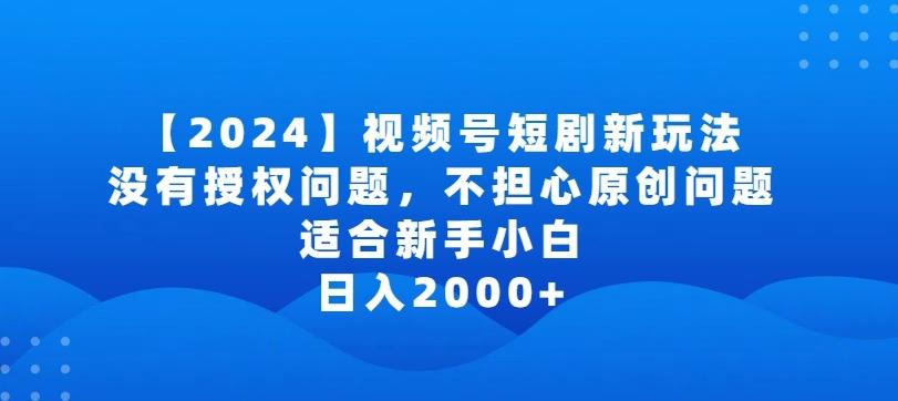 2024视频号短剧玩法，没有授权问题，不担心原创问题，适合新手小白，日入2000+【揭秘】-87创业网