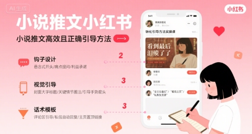 小说推文小红书高转化引导方法实操课，小说推文高效且正确引导方法-87创业网