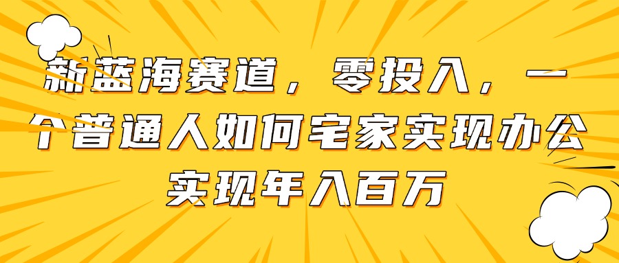 新蓝海赛道，零投入，一个普通人如何宅家办公实现年入百万-87创业网