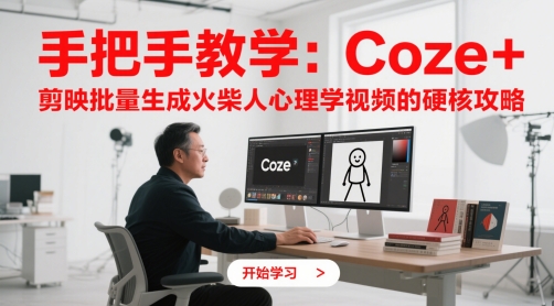 手把手教学：Coze + 剪映批量生成火柴人心理学视频的硬核攻略-87创业网