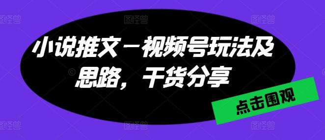 小说推文—视频号玩法及思路，干货分享-87创业网