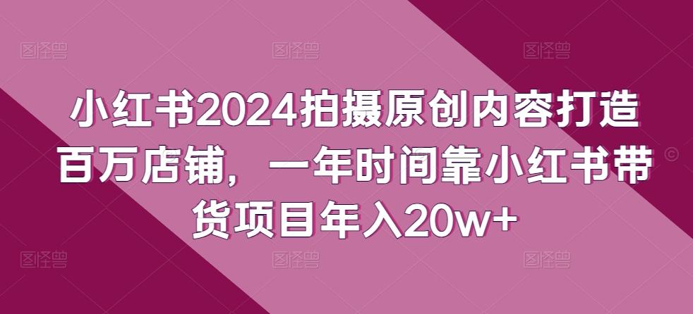 小红书2024拍摄原创内容打造百万店铺，一年时间靠小红书带货项目年入20w+-87创业网