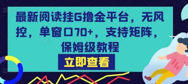 最新阅读挂G撸金平台，无风控，单窗口70+，支持矩阵，保姆级教程【揭秘】-87创业网