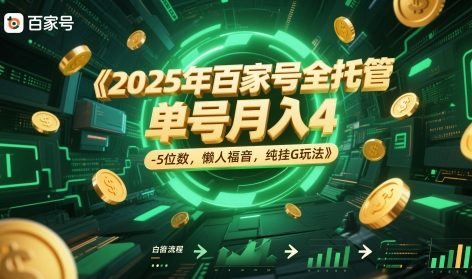 2025年百家号全托管，单号月入4-5位数，懒人福音，纯挂G玩法【揭秘】-87创业网