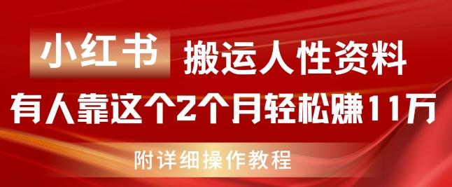 小红书搬运人性资料，有人靠这个2个月轻松赚11w，附教程【揭秘】-87创业网